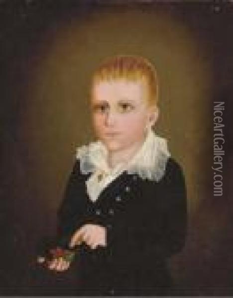 Portrait Of A Boy Holding Berries Oil Painting - John, Brewster Jnr.