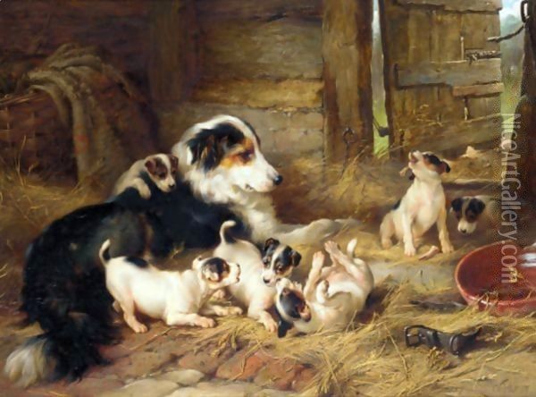 The Foster Mother Oil Painting - Walter Hunt