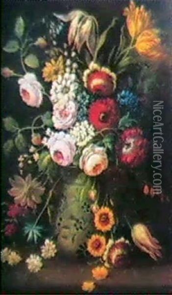 Stilleben Med Blommor I Vas Oil Painting - Pieter van Bleeck