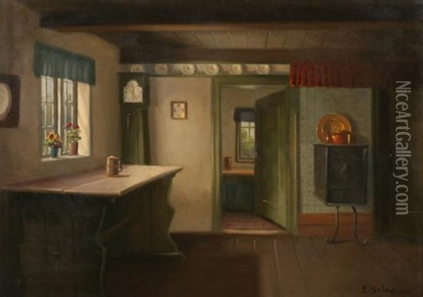 Interior Scene Oil Painting - Emil Schneider