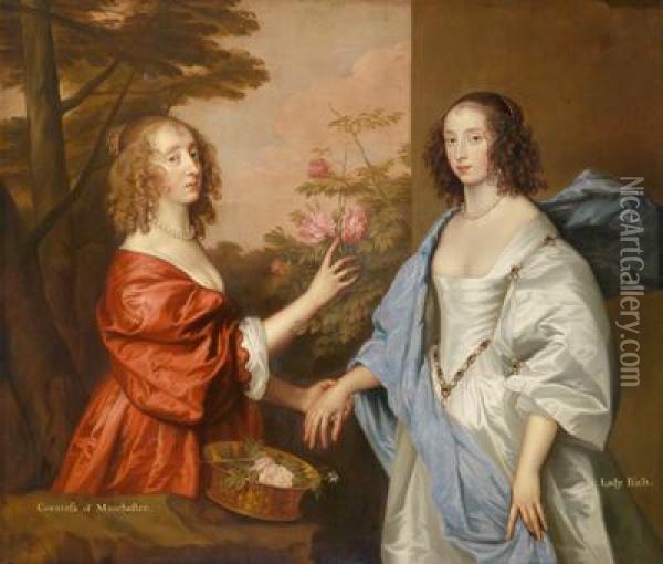 Werkstattdoppelbildnis Der Schwestern Essex Oil Painting - Sir Anthony Van Dyck