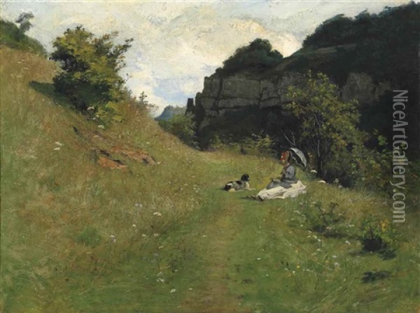 Repos Sur Le Chemin De La Loche, Ouzouer-sur-loire, France Oil Painting - Jean Paul Laurens