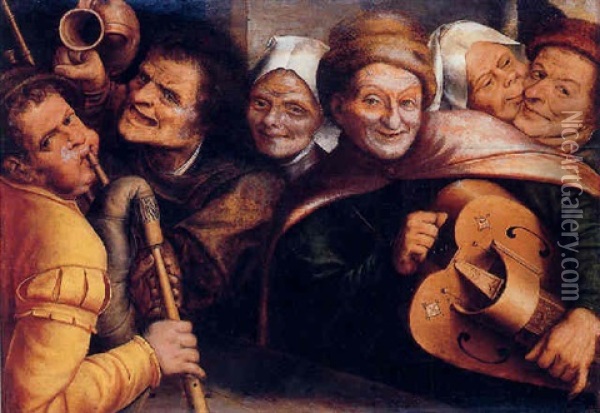 Peasants Making Music Oil Painting - Jan Massys