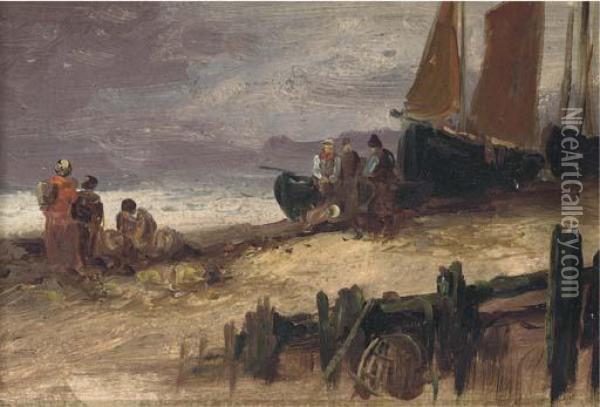 Unloading The Catch Oil Painting - S.L. Kilpack