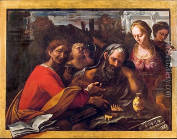 After The Banquet (vanitas Humanae Vitae) Oil Painting - Pietro Paolini