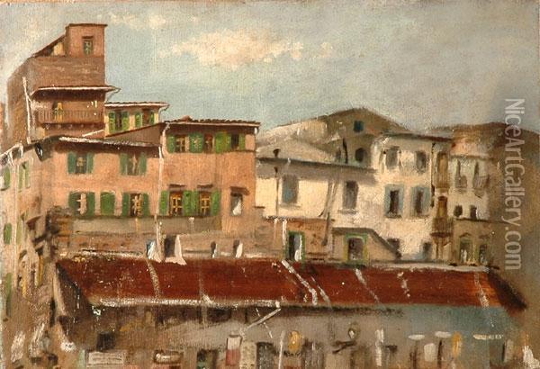 L'antica Posta Di Firenze Oil Painting - Raffaello Sernesi