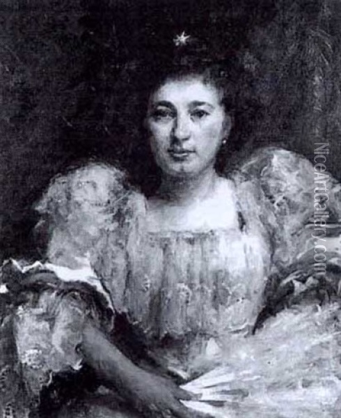 Portrait Of A Lady, Said To Be Lady Randolph Churchill Oil Painting - Joseph Mordecai