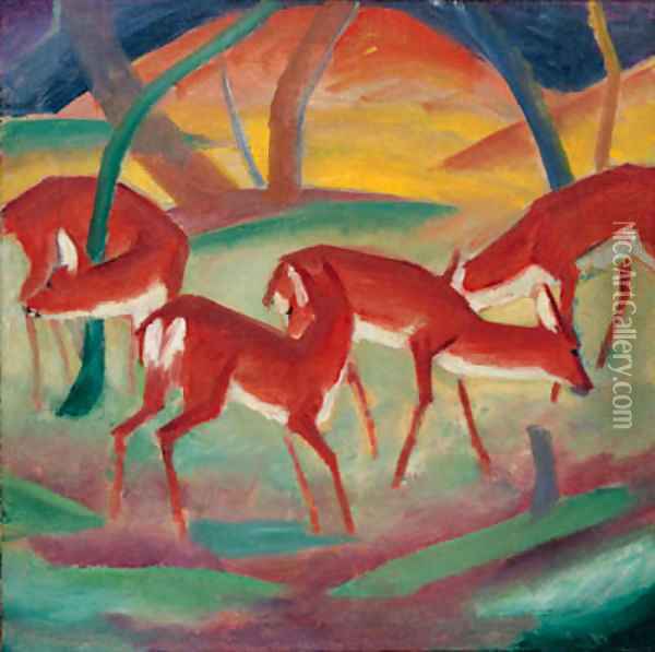 Rote Rehe I Oil Painting - Franz Marc