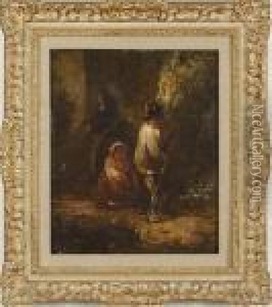 The Bon Fire Oil Painting - George Morland