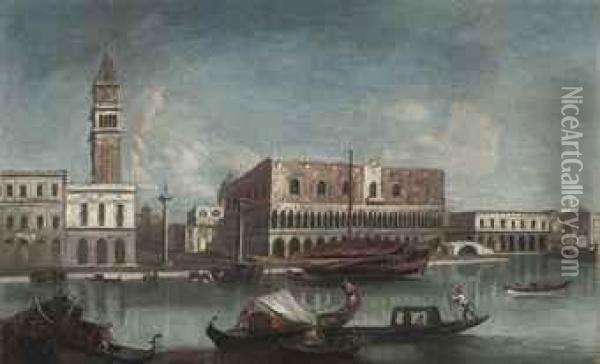 The Bacino Di San Marco, Venice,
 Looking East, With The Zecca, Thelibreria, The Piazzetta Of Saint Mark 
And The Ducal Palace Oil Painting - Michele Marieschi