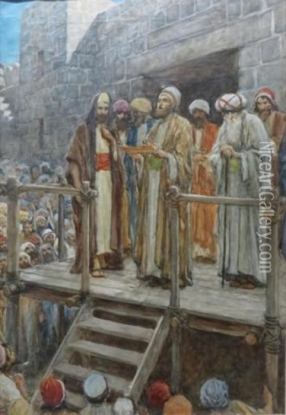 Scene From The Bible (the Followers) Oil Painting - William Henry Margetson