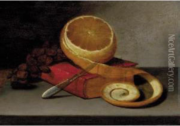 Orange And Book Oil Painting - Raphaelle Peale