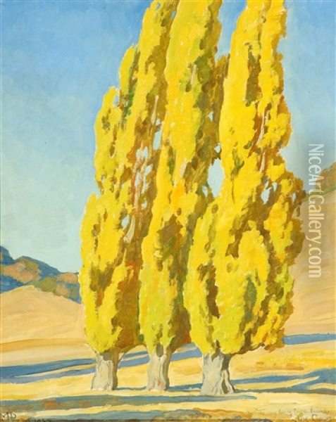 Autumnal Poplars Oil Painting - Maynard Dixon