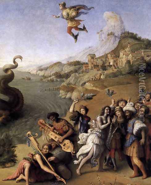 Perseus Frees Andromeda (detail-2) c. 1510 Oil Painting - Piero Di Cosimo