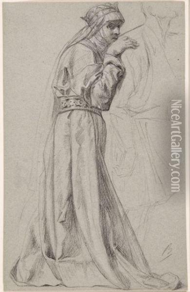 Une Femme Debout Dans Un Costume Renaissance Oil Painting - Alexandre Bida