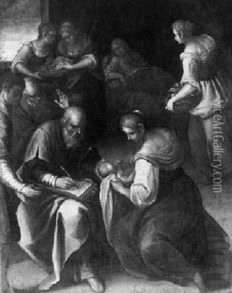 The Birth Of Saint John The Baptist Oil Painting - Jacopo Palma il Giovane