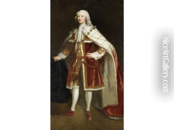 Portrait Of Frederick Lewis, Prince Of Wales, Standing Full-length, In Peer's Robes And The Regalia Of The Order Of The Garter Oil Painting - Jean-Baptiste van Loo