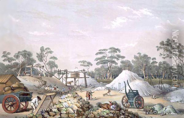 The Kapunda Copper Mine, from 'South Australia Illustrated' Oil Painting - George French Angas