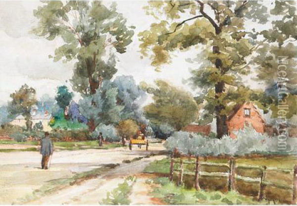 A Lane In Kent, England Oil Painting - Joseph Thomas Rolph