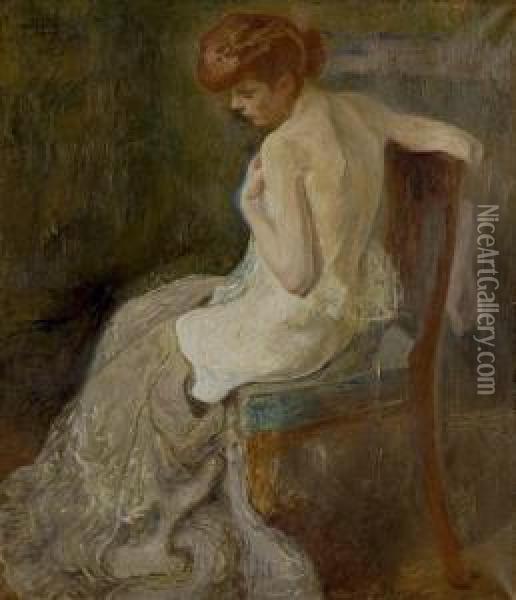 Junge Frau Auf Stuhl Oil Painting - Otto Vautier