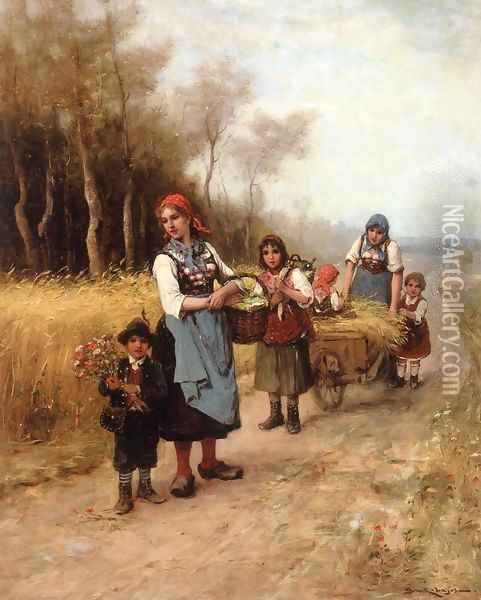Going to the Market Oil Painting - Lajos Bruck