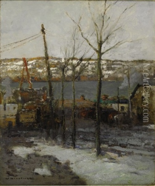Thaw On 125th Street, New York Oil Painting - William Ritschel