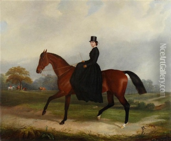 Elegant Lady On Her Hunter Oil Painting - John Paul