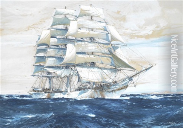 The Full-rigged Passenger Ship Thomas Stephens Oil Painting - Jack Spurling