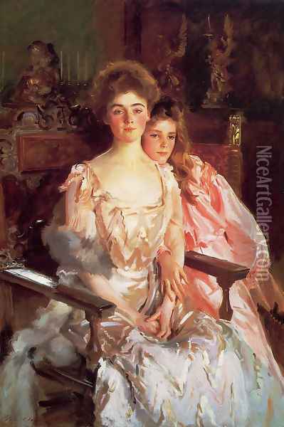 Mrs. Fiske Warren and Her Daughter Rachel Oil Painting - John Singer Sargent
