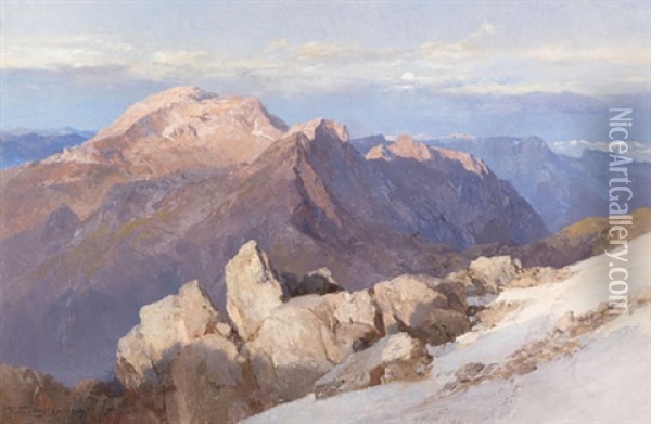 Hoher Goll Vom Watzmann-hocheck Oil Painting - Edward Theodore Compton