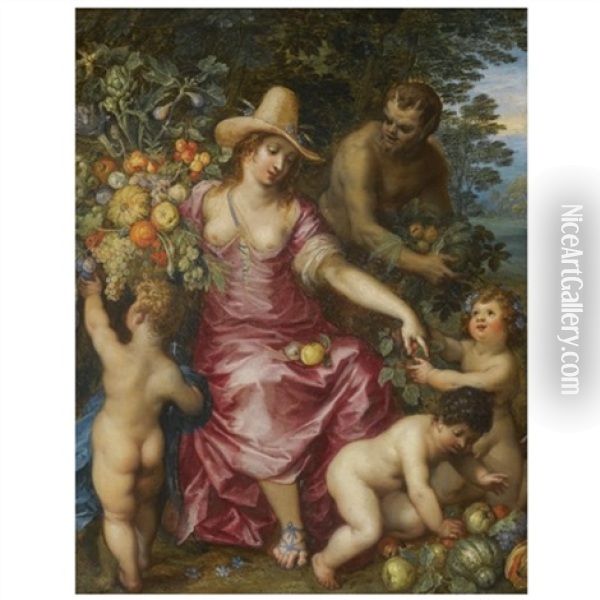 Flora: An Allegory Of Spring (in Collab. W/jan Brueghel The Elder) Oil Painting - Hendrik van Balen the Elder