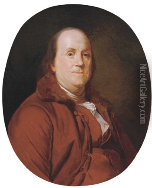 Portrait Of Benjamin Franklin Oil Painting - Joseph-Siffred Duplessis