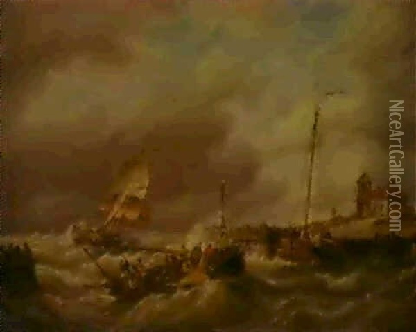 On The Isle Of Texel, Holland Oil Painting - Pieter Cornelis Dommershuijzen