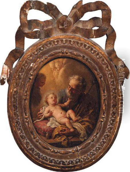 Saint Joseph And The Infant Christ Oil Painting - Francesco Trevisani