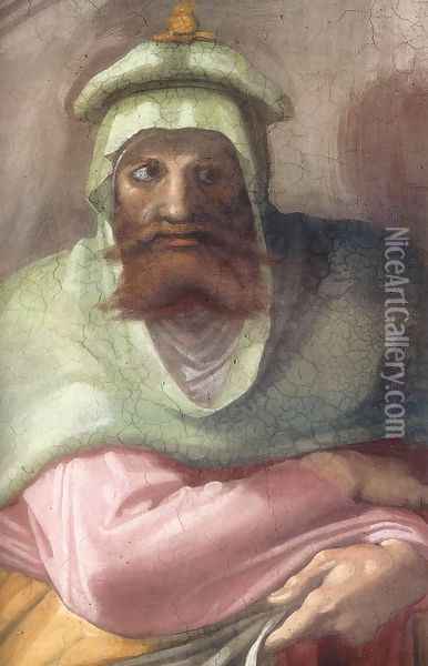 Jesse - David - Solomon (detail-1) 1511 Oil Painting - Michelangelo Buonarroti