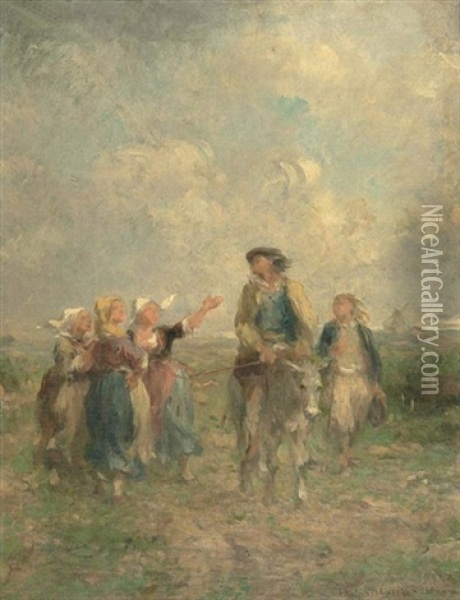 Bretonnes Oil Painting - Adolphe Pierre Leleux
