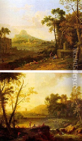 An Italianate Landscape With Shepherds In The Foreground Oil Painting - Jan Van Huysum