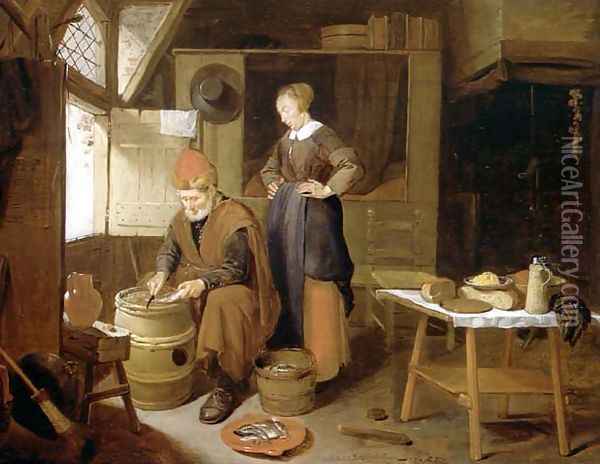 Couple in an interior 1657 Oil Painting - Quiringh Gerritsz. van Brekelenkam