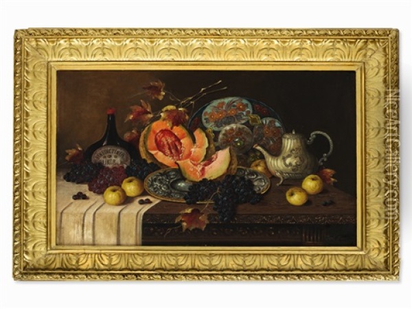 Still Life With Ripe Fruits Oil Painting - Josef Lauer