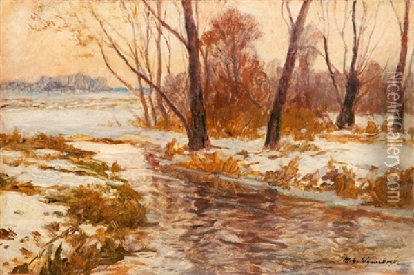 Pejzaz Zimowy Oil Painting - Michael Gorstkin-Wywiorski