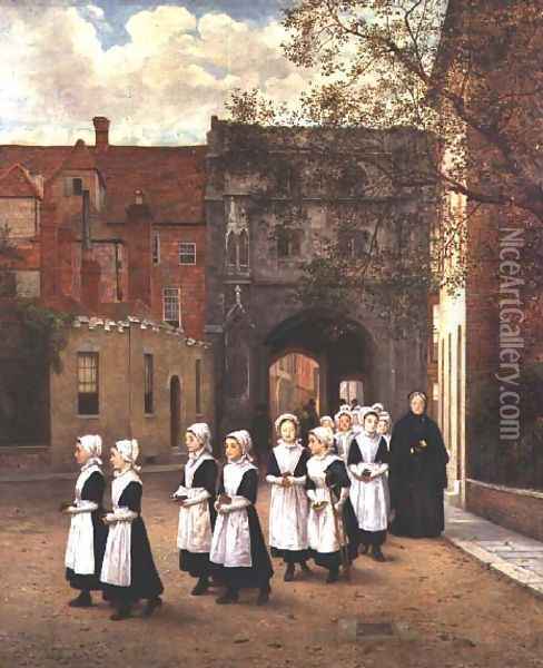 The Blue Girls of Canterbury, 1874 Oil Painting - George Adolphus Storey