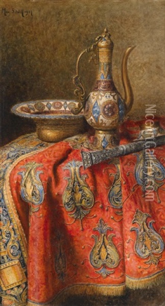 Stillleben Mit Orientalischen Antiquitaten Oil Painting - Max Schoedl