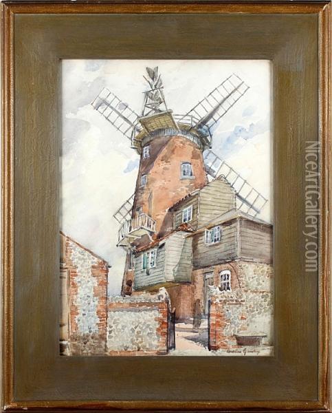 Windmill, Clay-near-the Sea Oil Painting - Andrew Archer Gamley