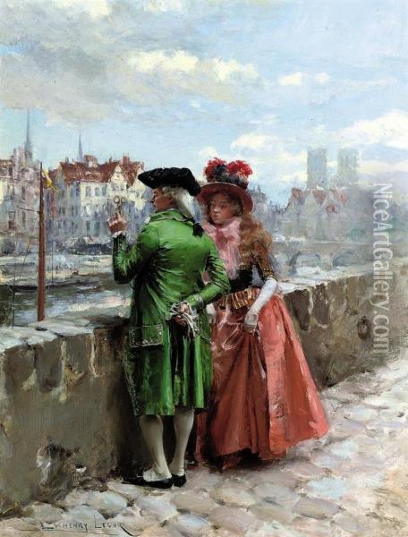 The Promenade Oil Painting - Henri Victor Lesur