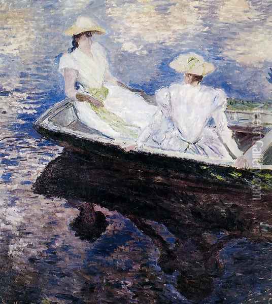 Girls In A Boat Oil Painting - Claude Oscar Monet
