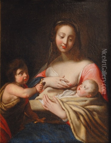 Mary With The Child And The Infant St. John Oil Painting - Niccolo Tornioli