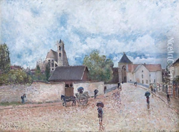 MORET-SUR-LOING, TEMPS DE PLUIE Oil Painting - Alfred Sisley