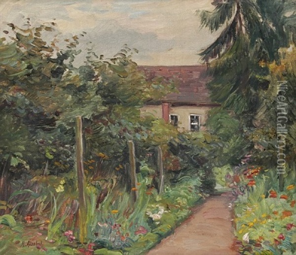 Gartenweg Im Herbst Oil Painting - Hermann Goebel