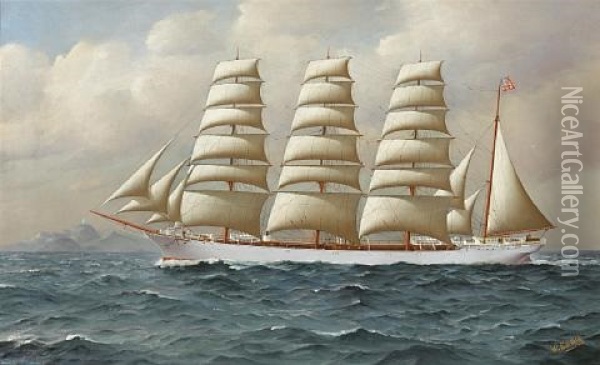 John Ena Sailing On Open Waters Oil Painting - William Edgar