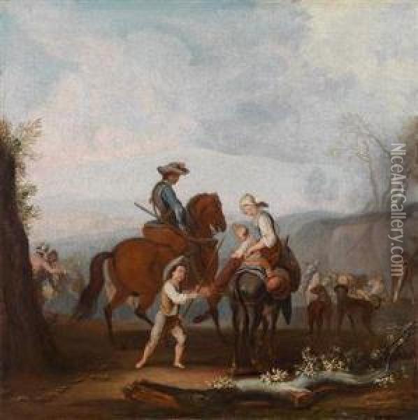 Eine Marketenderszene Oil Painting - Johann Georg Pforr